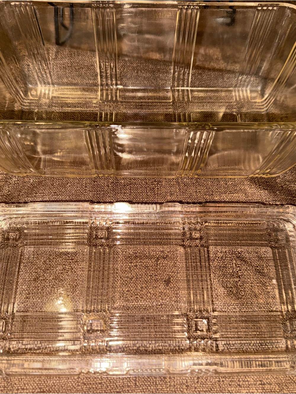 Vintage Clear Glass Refrigerator Dish w/Lid Rectangular Ribbed - Picture 3 of 8